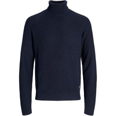 JACK & JONES Jjpannel stickad rulle hals Aw25, Sky Captain, L JACK & JONES Jjpannel stickad rulle hals Aw25, Sky Captain, L