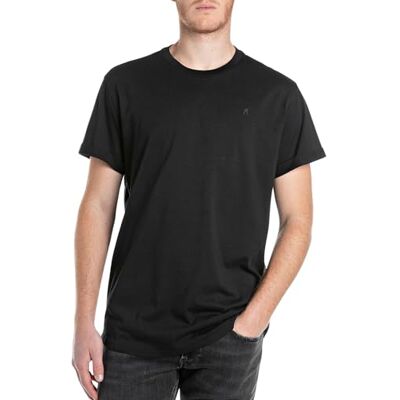 Replay herr basic t-shirt rund hals kortärmad, 098 svart, S Replay herr basic t-shirt rund hals kortärmad, 098 svart, S