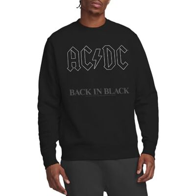 AC/DC ACDC Back In Black Crew Sweatshirt, Svart, Small, Svart, S AC/DC ACDC Back In Black Crew Sweatshirt, Svart, Small, Svart, S