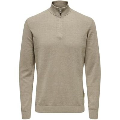 Only & Sons Onsloui Reg 12 Mel halv dragkedja stickad Noos, Ökenduvor, XS Only & Sons Onsloui Reg 12 Mel halv dragkedja stickad Noos, Ökenduvor, XS