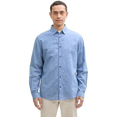 TOM TAILOR herrskjorta, 37199 Safir Blue Chambray, XXL TOM TAILOR herrskjorta, 37199 Safir Blue Chambray, XXL