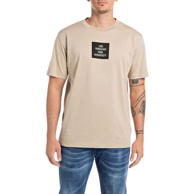 Replay T-shirt för män, normal passform, 803 Light Taupe, XS Replay T-shirt för män, normal passform, 803 Light Taupe, XS