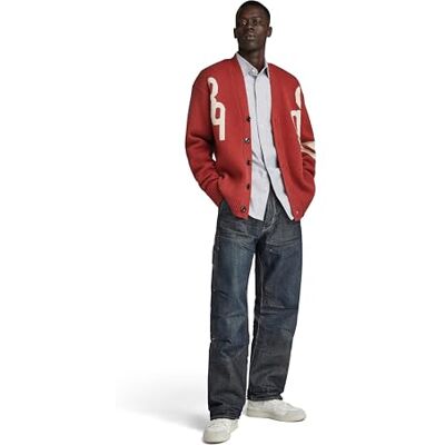 G-STAR RAW Herr semester kofta lös stickad tröja, Röd (Burned Red D24226-d514-624), L G-STAR RAW Herr semester kofta lös stickad tröja, Röd (Burned Red D24226-d514-624), L