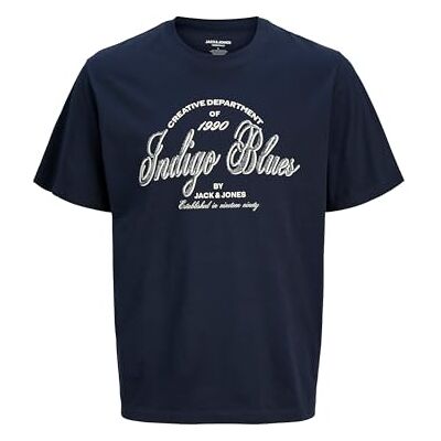 JACK & JONES Jjedenver Graphic Tee Ss O-Neck Sn Pls – Plus Size, marinblå blazer, 6XL JACK & JONES Jjedenver Graphic Tee Ss O-Neck Sn Pls – Plus Size, marinblå blazer, 6XL