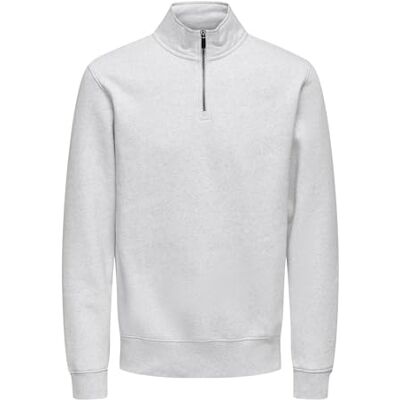 Only & Sons Onsceres herr halvlång dragkedja sweatshirt, Super Light Grey Melange, S Only & Sons Onsceres herr halvlång dragkedja sweatshirt, Super Light Grey Melange, S