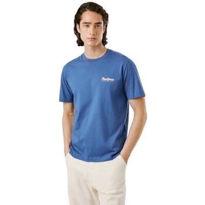 Pepe Jeans herr MILON TEE T-Shirt, blå (Themsblå), L, Blå (Themsblå), L Pepe Jeans herr MILON TEE T-Shirt, blå (Themsblå), L, Blå (Themsblå), L