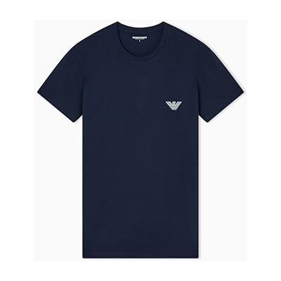 Giorgio Armani MEGALOGO T-shirt med rund hals för män blå L Giorgio Armani MEGALOGO T-shirt med rund hals för män blå L