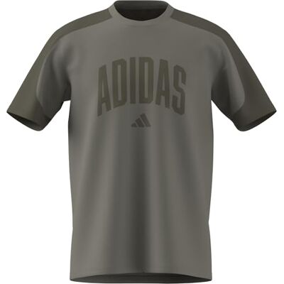 adidas Mezczyzni COLLEGIATE T-SHIRT, silver pebble/olive strata, L Long adidas Mezczyzni COLLEGIATE T-SHIRT, silver pebble/olive strata, L Long