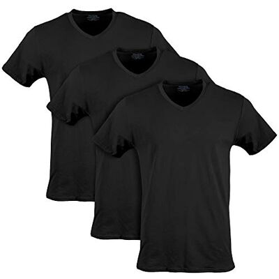 Gildan herr bomull stretch v-ringad t-shirt underkläder (förpackning med 3), Svart sot (V-ringad 3-pack), M Gildan herr bomull stretch v-ringad t-shirt underkläder (förpackning med 3), Svart sot (V-ringad 3-pack), M