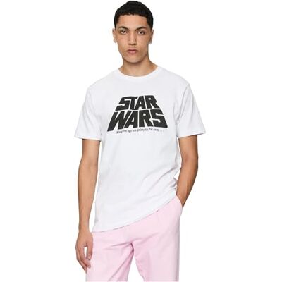 MERCHCODE T-shirt för män, Star Wars original-logotyp, t-shirt, normal passform, bomull 100%, M, Vit, M MERCHCODE T-shirt för män, Star Wars original-logotyp, t-shirt, normal passform, bomull 100%, M, Vit, M