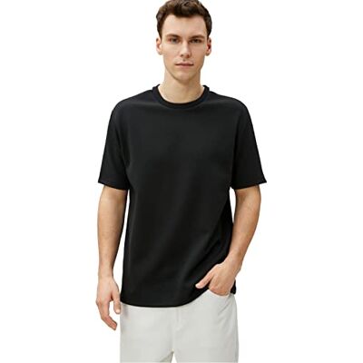 Koton Herr crew neck kortärmad randig tryck detaljerad t-shirt, Svart (999), M Koton Herr crew neck kortärmad randig tryck detaljerad t-shirt, Svart (999), M