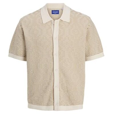 JACK & JONES Jorparos Jacquard stickad Ss Polo, Havssalt, XXL JACK & JONES Jorparos Jacquard stickad Ss Polo, Havssalt, XXL