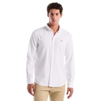 Original Penguin herr Ecovero Oxford stretchskjorta långärmad knapp, Kritvit, S Original Penguin herr Ecovero Oxford stretchskjorta långärmad knapp, Kritvit, S
