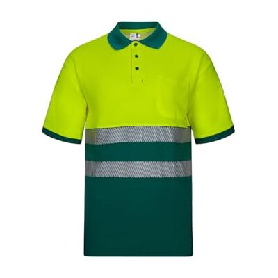 VELILLA 305523, polo med hög synlighet i bomull, tvåfärgad och kortärmad med segmenterat band, grön och fluorgul, storlek 2XL, Grön och fluorgul, XXL VELILLA 305523, polo med hög synlighet i bomull, tvåfärgad och kortärmad med segmenterat band, grön och fluorgul, storlek 2XL, Grön och fluorgul, XXL
