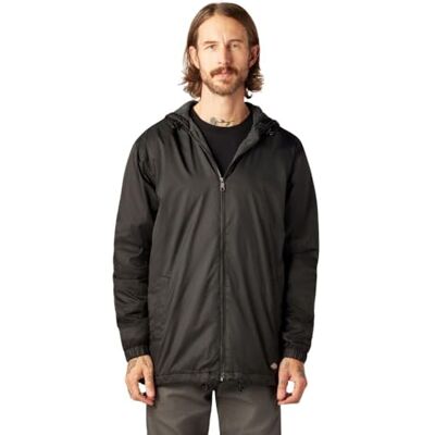 Dickies Fleecefodrad nylonjacka med huva för män Big Rain, Svart V1, 3XL Dickies Fleecefodrad nylonjacka med huva för män Big Rain, Svart V1, 3XL