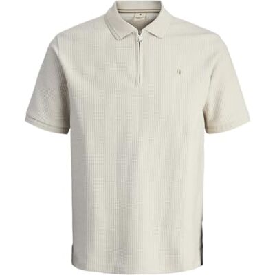 JACK & JONES Jprblucameron Ss Zip Polo, Månslag, L JACK & JONES Jprblucameron Ss Zip Polo, Månslag, L