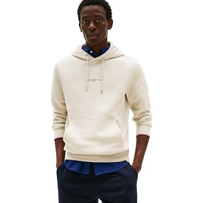 Tommy Hilfiger TOMMY LOGO TIPPED HOODY MW0MW32673 pullover huvtröja, beige (tidningspapper), S, Beige (tidningspapper), S Tommy Hilfiger TOMMY LOGO TIPPED HOODY MW0MW32673 pullover huvtröja, beige (tidningspapper), S, Beige (tidningspapper), S