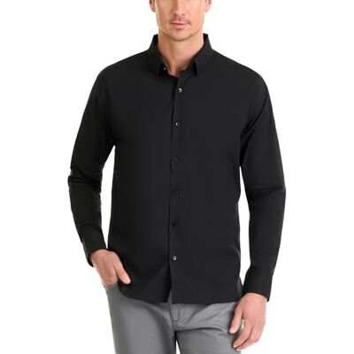 Van Heusen Herr klassisk passform fläcksköld stoppar aldrig stretch knapp ner skjorta, svart fast, medium Van Heusen Herr klassisk passform fläcksköld stoppar aldrig stretch knapp ner skjorta, svart fast, medium