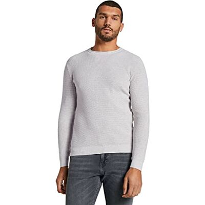 TOM TAILOR Herr stickad tröja med siden 1023149, 14341 Light Medium Grey Melange, XXL TOM TAILOR Herr stickad tröja med siden 1023149, 14341 Light Medium Grey Melange, XXL