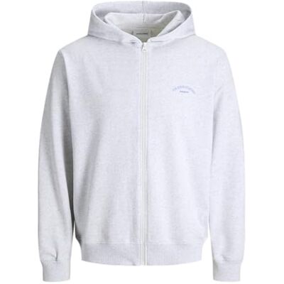 JACK & JONES Jjcollegelogotyp sweat zip Hood Jnr, Vit melange, 176 JACK & JONES Jjcollegelogotyp sweat zip Hood Jnr, Vit melange, 176