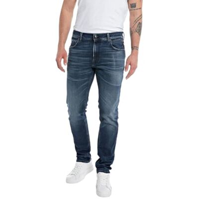 Replay Herr Slim Tapered Fit Jeans Musse, 007 mörkblå, 30W x 36L Replay Herr Slim Tapered Fit Jeans Musse, 007 mörkblå, 30W x 36L