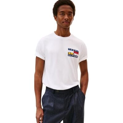 Tommy Hilfiger herr TH färg flagga T-tröja MW0MW40006 S/S t-shirt, vit, XXL, Vit (vit), XXL Tommy Hilfiger herr TH färg flagga T-tröja MW0MW40006 S/S t-shirt, vit, XXL, Vit (vit), XXL