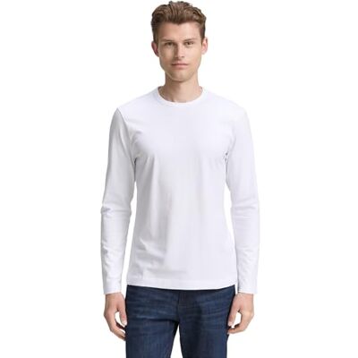 TOM TAILOR 1047811 långärmad t-shirt, 20000-vit, L herr, vit, L TOM TAILOR 1047811 långärmad t-shirt, 20000-vit, L herr, vit, L
