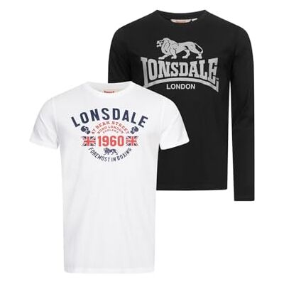 Lonsdale Fintona T-shirt för män, svart/vit, XXL, 117514 Lonsdale Fintona T-shirt för män, svart/vit, XXL, 117514