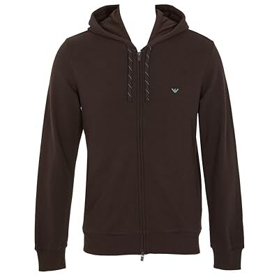 Giorgio Armani MAN'S ICONIC PICET HUVA SWEATSHIRT MED HUVA MED DRAGKEDJA BRUN M, Brun, M Giorgio Armani MAN'S ICONIC PICET HUVA SWEATSHIRT MED HUVA MED DRAGKEDJA BRUN M, Brun, M