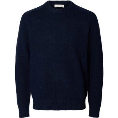 SELECTED HOMME Stickad tröja för män, långärmad, blå, XL SELECTED HOMME Stickad tröja för män, långärmad, blå, XL