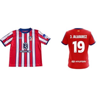 Genérico Atletico Madrid Officiell replika 1:a utrustningen 24/25 Julián Álvarez vuxenkläder lagtröja röd-vit Atleti sköld design röd och vit storlek M Genérico Atletico Madrid Officiell replika 1:a utrustningen 24/25 Julián Álvarez vuxenkläder lagtröja röd-vit Atleti sköld design röd och vit storlek M