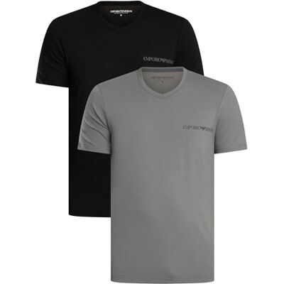 Giorgio Armani Mäns CORE logotypband 2-pack v-ringad t-shirt svart S normal passform, Svart, S Giorgio Armani Mäns CORE logotypband 2-pack v-ringad t-shirt svart S normal passform, Svart, S