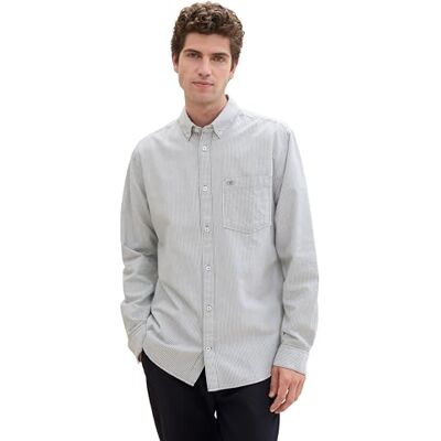 TOM TAILOR herr regular fit skjorta med logotypbroderi på bröstfickan, 35961 – Vit marinblå randig, 3XL TOM TAILOR herr regular fit skjorta med logotypbroderi på bröstfickan, 35961 – Vit marinblå randig, 3XL