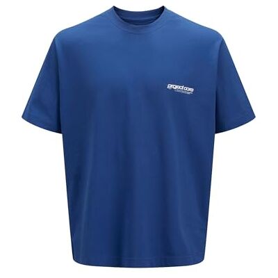 JACK & JONES T-shirt för män plus storlek ryggtryck T-shirt, Beaucoup Blue, 5XL JACK & JONES T-shirt för män plus storlek ryggtryck T-shirt, Beaucoup Blue, 5XL