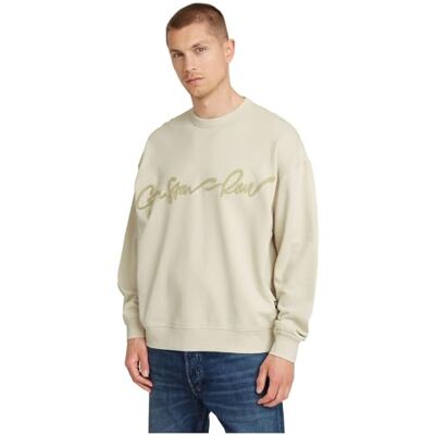 G-STAR RAW Chenille G-Script lös tröja för män, Vit D25134-d257-1603), M G-STAR RAW Chenille G-Script lös tröja för män, Vit D25134-d257-1603), M