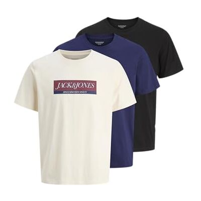 JACK & JONES Jorinwood Block branding Tee Ss Cn3Pk Mp, Antik vit, XS JACK & JONES Jorinwood Block branding Tee Ss Cn3Pk Mp, Antik vit, XS