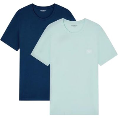 Giorgio Armani Herr LOGOLABEL 2-pack rund hals t-shirt blå S Giorgio Armani Herr LOGOLABEL 2-pack rund hals t-shirt blå S