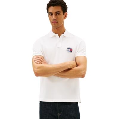 Tommy Hilfiger herr flagga Graphic Pique REG Polo MW0MW41089 S/S Polo, vit, XXL, Vit (Ecru), XXL Tommy Hilfiger herr flagga Graphic Pique REG Polo MW0MW41089 S/S Polo, vit, XXL, Vit (Ecru), XXL