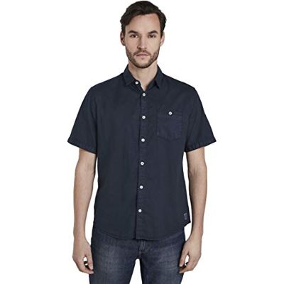 TOM TAILOR Herr Fin kortärmad skjorta 1019632, 10334 Black Iris Blue, S TOM TAILOR Herr Fin kortärmad skjorta 1019632, 10334 Black Iris Blue, S