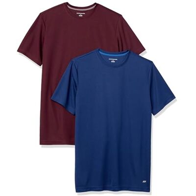 Amazon Essentials Active Performance Tech T-shirt för män (finns i stor och lång), 2-pack, vinröd/marinblå, X-Small Amazon Essentials Active Performance Tech T-shirt för män (finns i stor och lång), 2-pack, vinröd/marinblå, X-Small