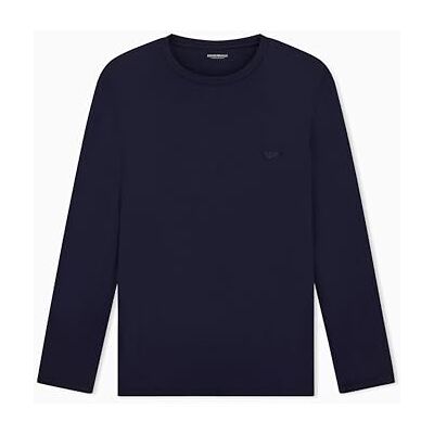 Giorgio Armani MAN'S TECH ULL LÅNGÄRMAD CREW NECK T-SHIRT BLÅ L Ovanlig passform, Armani blå, L Giorgio Armani MAN'S TECH ULL LÅNGÄRMAD CREW NECK T-SHIRT BLÅ L Ovanlig passform, Armani blå, L