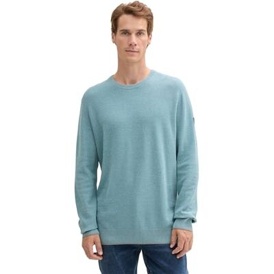 TOM TAILOR flerfärgad stickad tröja för män, 37638 – Teal Grey Mouline, XXL TOM TAILOR flerfärgad stickad tröja för män, 37638 – Teal Grey Mouline, XXL