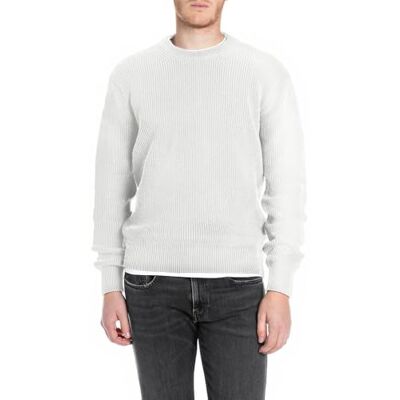 Replay herr basic tröja bomull, 011 Naturligt vitt, XXL Replay herr basic tröja bomull, 011 Naturligt vitt, XXL