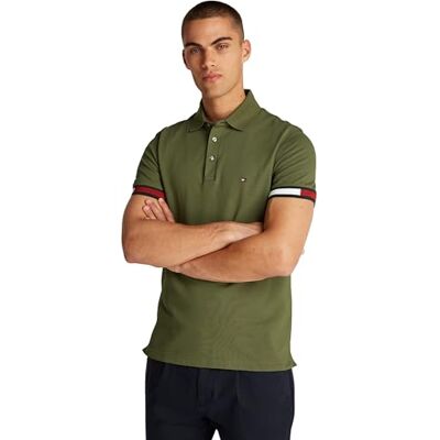 Tommy Hilfiger Herr S/S Polo, Armégrönt, S Tommy Hilfiger Herr S/S Polo, Armégrönt, S