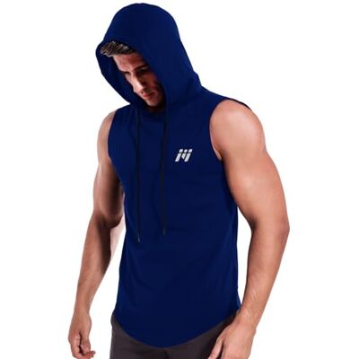 MEETWEE Mäns tanktopp, sportskjorta med huva, ärmlösa muskelskjortor, fitness, ärmlös skjorta, andas, löpartröja, armskjortor, huvtröja för gym, löpning, träning, blå, L MEETWEE Mäns tanktopp, sportskjorta med huva, ärmlösa muskelskjortor, fitness, ärmlös skjorta, andas, löpartröja, armskjortor, huvtröja för gym, löpning, träning, blå, L