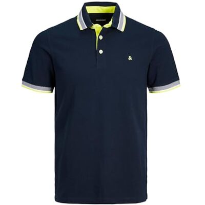 JACK & JONES JACK&JONES PLUS Herr JJEPAULOS Polo SS NOOS PLS pikétröja, mörk marin/detalj: neon, 3XL JACK & JONES JACK&JONES PLUS Herr JJEPAULOS Polo SS NOOS PLS pikétröja, mörk marin/detalj: neon, 3XL