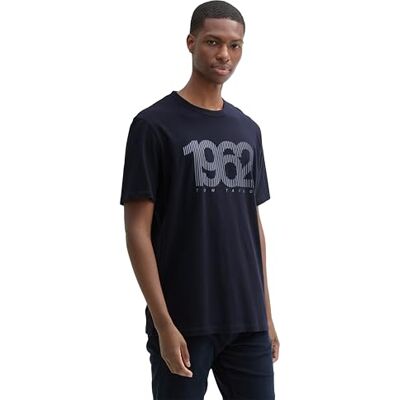 TOM TAILOR T-shirt för män av bomull med tryck, 10668 – himmelskaptensblå, XS TOM TAILOR T-shirt för män av bomull med tryck, 10668 – himmelskaptensblå, XS