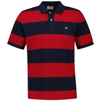 GANT Block Stripe Polo, Rubinröd, S GANT Block Stripe Polo, Rubinröd, S
