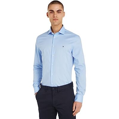 Tommy Hilfiger långärmad skjorta för män, blå (anpassad färg ljusblå), 37 W, Anpassad färg ljusblå, 36 SE Tommy Hilfiger långärmad skjorta för män, blå (anpassad färg ljusblå), 37 W, Anpassad färg ljusblå, 36 SE