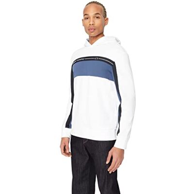 Giorgio Armani Oborstad ekologisk bomull trefärgad tröja med huva Tröja med huva White/True Navy XS Giorgio Armani Oborstad ekologisk bomull trefärgad tröja med huva Tröja med huva White/True Navy XS